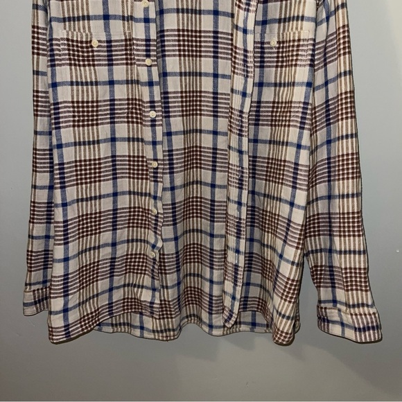 Levi’s Flannel Men’s Size XXL Beige Brown Navy Plaid Cotton‎ Shirt Button-Up - Picture 5 of 9